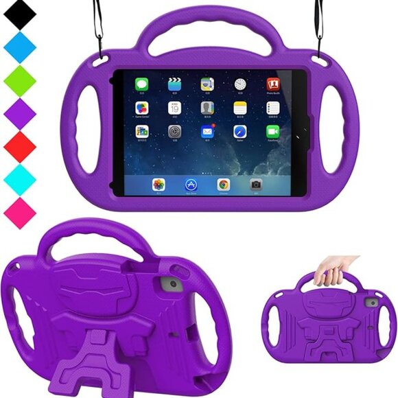 Apple Ipad 9th/8th/7th Generation Purple Kids Case With Stand Lightweight - Picture 1 of 6